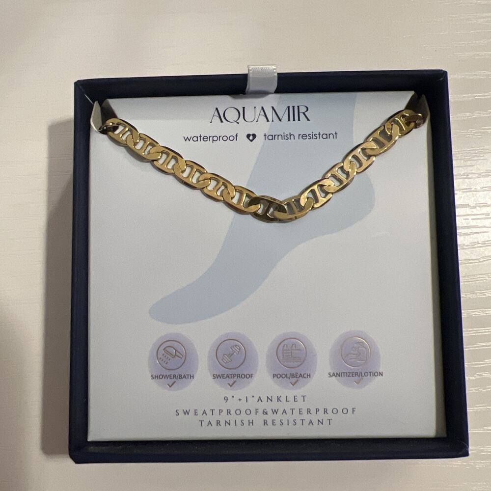 Aquamir Waterproof 9” Gold Anklet